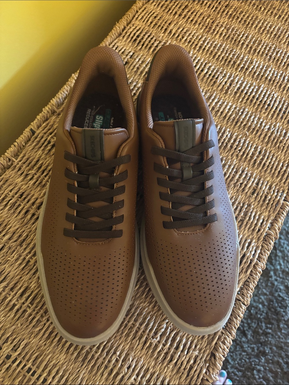 Skechers Men's Brown Perforated Lace-Up Oxfords